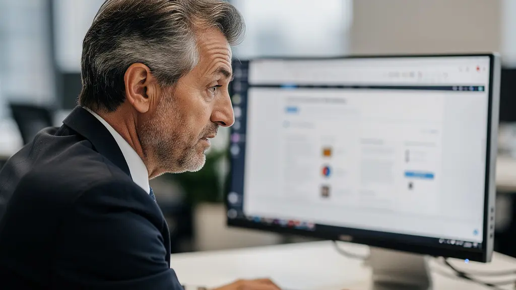 Directeur RH concentré devant son écran analysant des profils de candidats internationaux