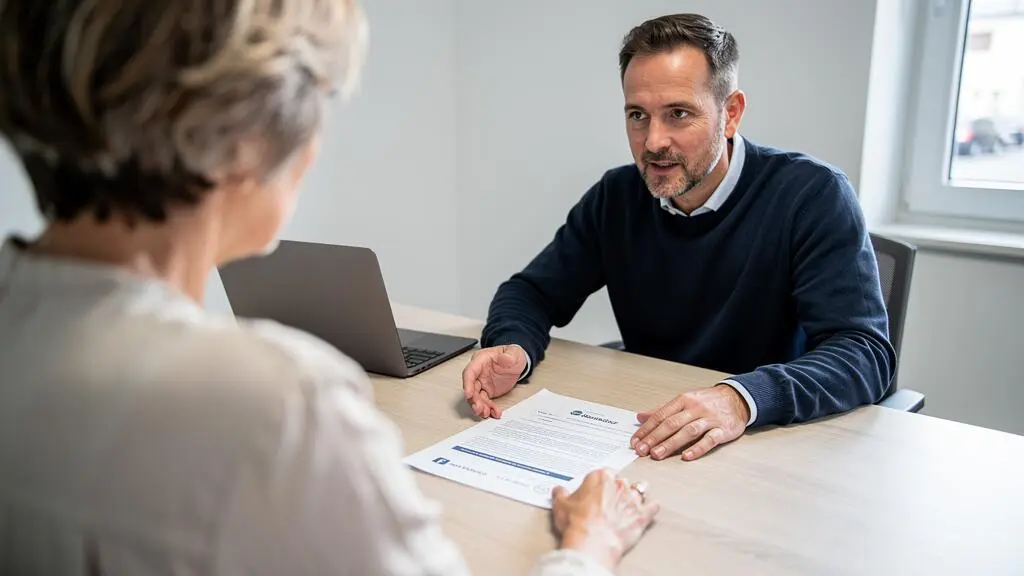 Une dirigeante de PME relit avec un consultant en recrutement un document de cadrage avant la signature d'une mission.